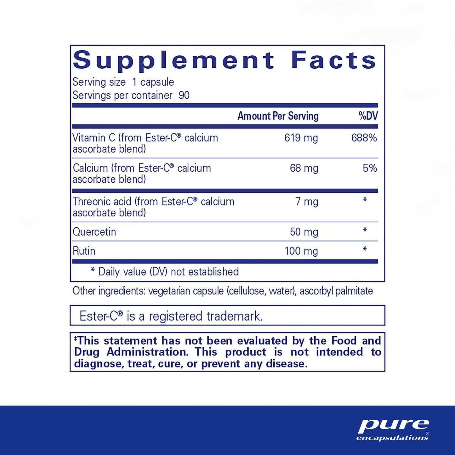 Pure Encapsulations Ester-C & Flavonoids – Vitamin C for Immune & Vascular Support, 90 Capsules
