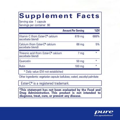 Pure Encapsulations Ester-C & Flavonoids – Vitamin C for Immune & Vascular Support, 90 Capsules