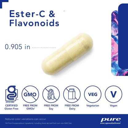 Pure Encapsulations Ester-C & Flavonoids – Vitamin C for Immune & Vascular Support, 90 Capsules