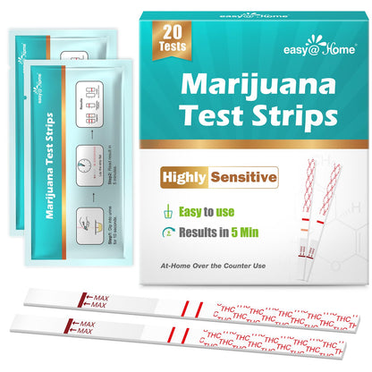 Easy@Home THC Urine Test Strips – 50 ng/mL Cutoff, 20 Strips, 5-Minute Results (ESTH-115)