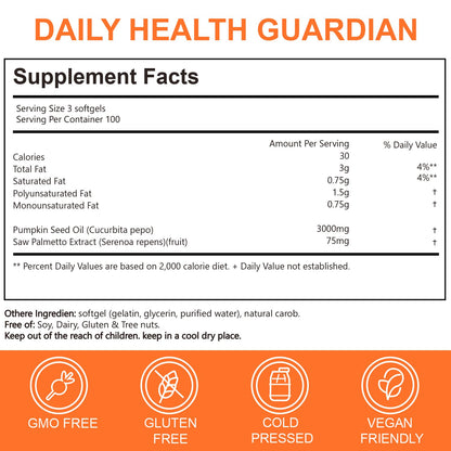 ESTHFGPSV Pumpkin Seed Oil 3000mg + Saw Palmetto – Cold Pressed Softgels (300 Count)