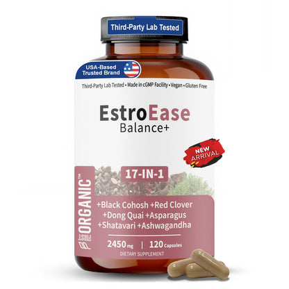 FIRSTORGANIC EstroEase Balance+ 2450mg – 17-in-1 Plant-Based Women’s Hormonal Balance