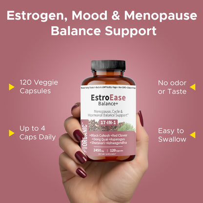 FIRSTORGANIC EstroEase Balance+ 2450mg – 17-in-1 Plant-Based Women’s Hormonal Balance