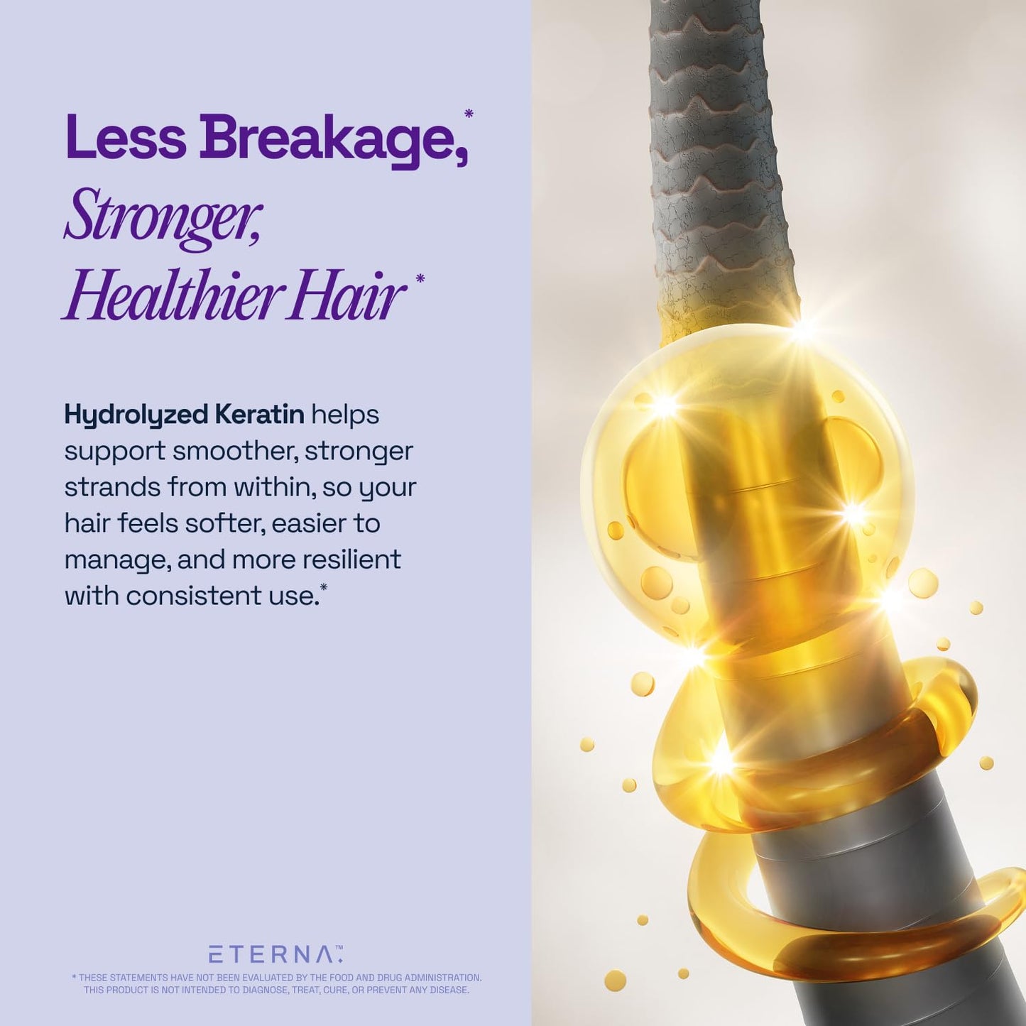 ETERNA RADIANT Healthy Hair Growth Supplement – Biotin, Collagen, Keratin, Hyaluronic Acid | 10-in-1 Formula | 1 Month Supply