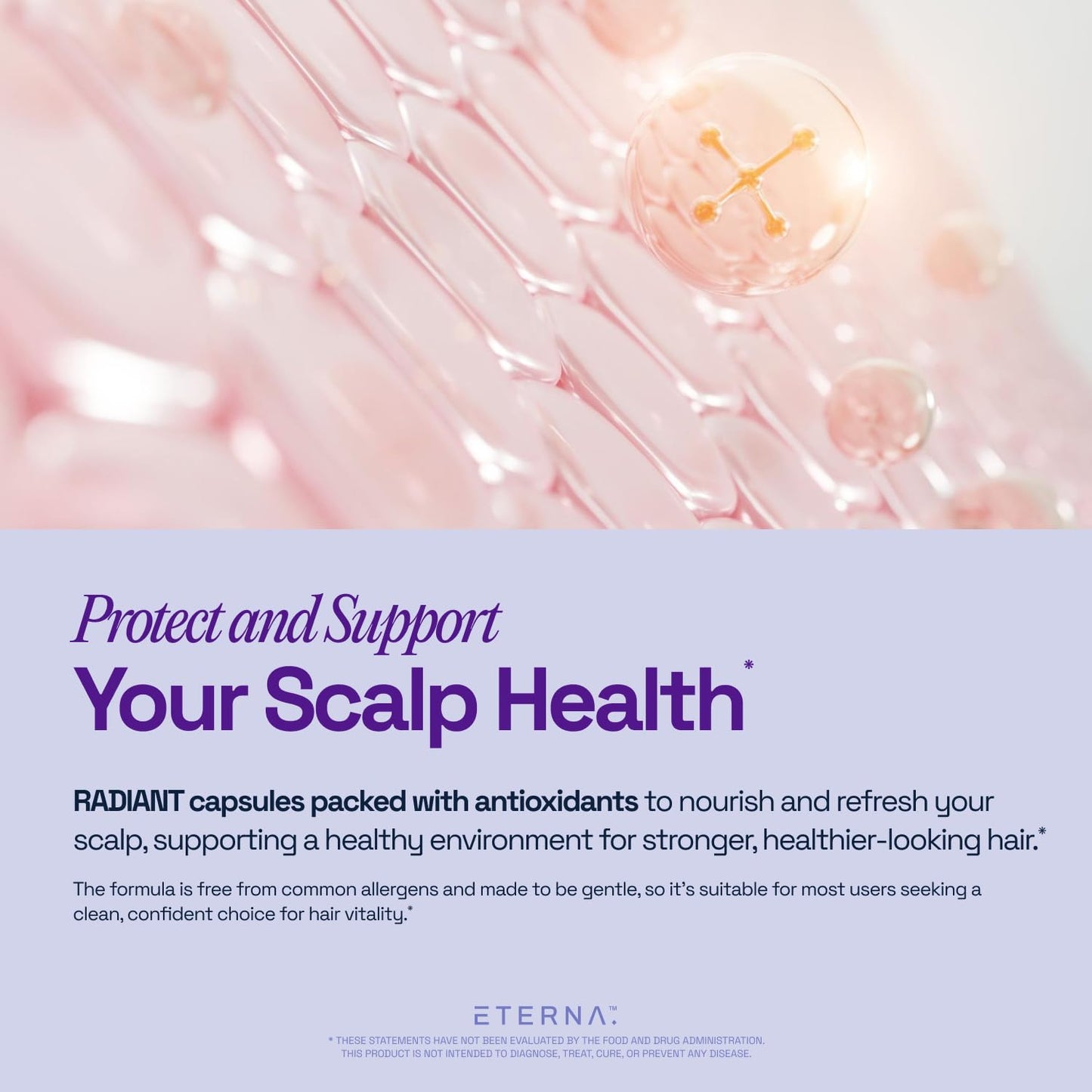 ETERNA RADIANT Healthy Hair Growth Supplement – Biotin, Collagen, Keratin, Hyaluronic Acid | 10-in-1 Formula | 1 Month Supply