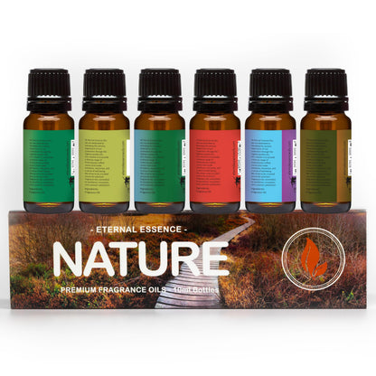 Nature Set of 6 Premium Fragrance Oils (10ml) by Eternal Essence Oils for Diffusers, Candles & Soaps