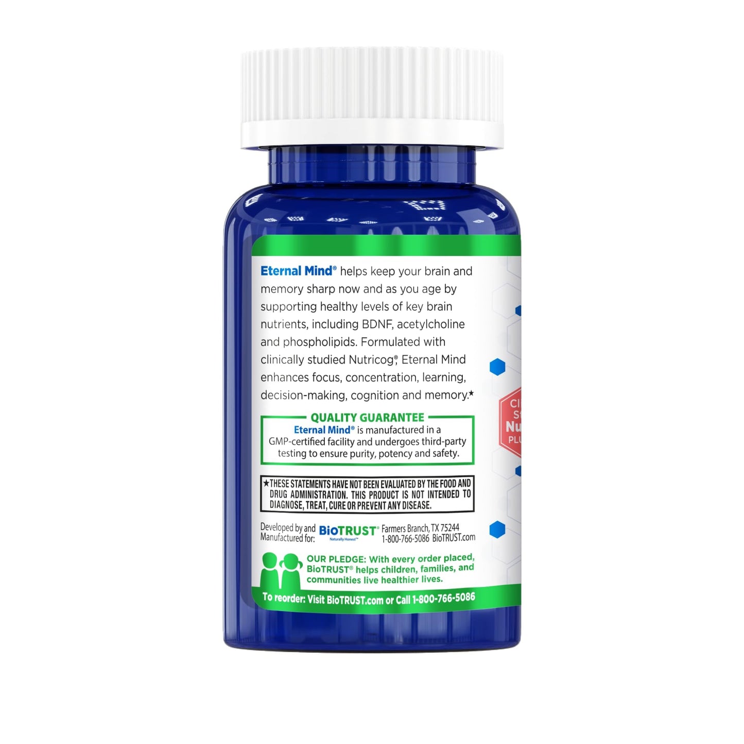 BioTrust Eternal Mind – Memory & Focus Brain Supplement, 30 Servings