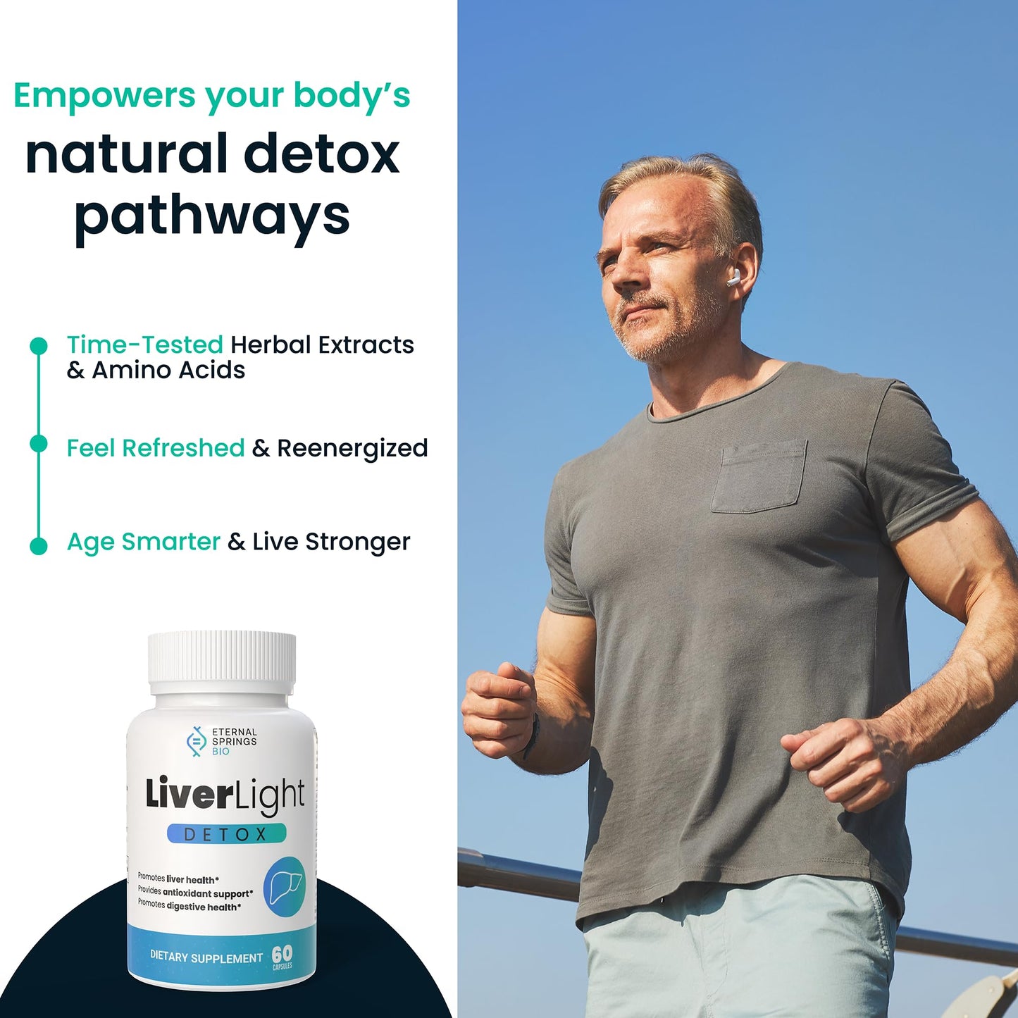 Eternal Springs Bio LiverLight Detox – Herbal Liver Support, 60 Capsules, Gluten-Free & Plant-Based