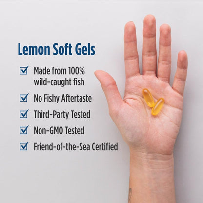 Nordic Naturals Omega-3 Lemon – 180 Soft Gels | 690 mg EPA/DHA | 90 Servings | Non-GMO