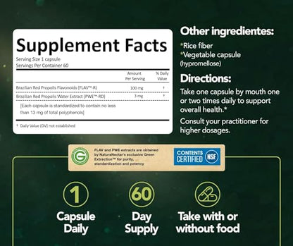 NaturaNectar Red Bee Propolis Capsules – NSF Certified, Gluten-Free (60pcs)