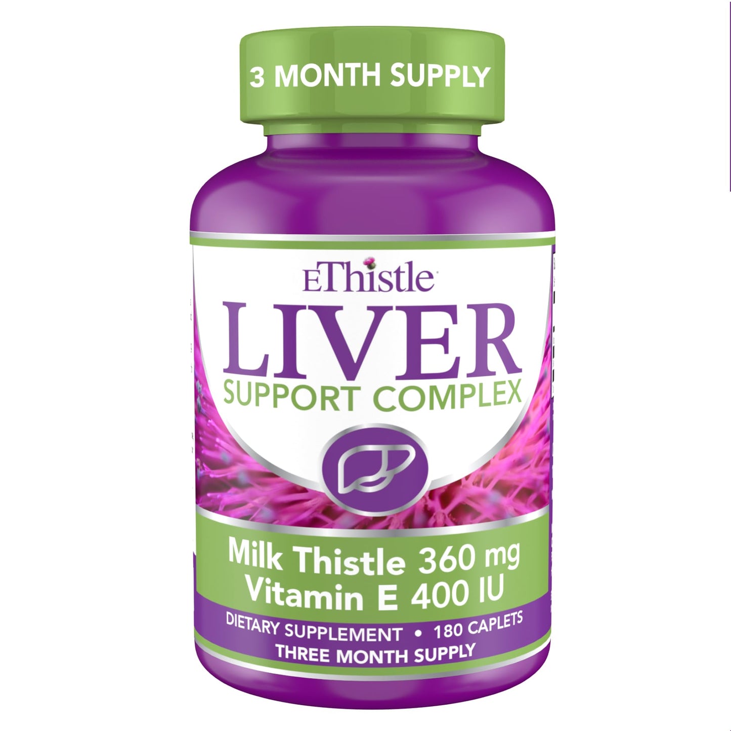 EThistle Liver Wellness – Milk Thistle & Vitamin E Liver Health Formula, Caplets 180 Count
