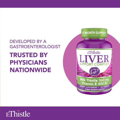 EThistle Liver Wellness – Milk Thistle & Vitamin E Liver Health Formula, Caplets 180 Count