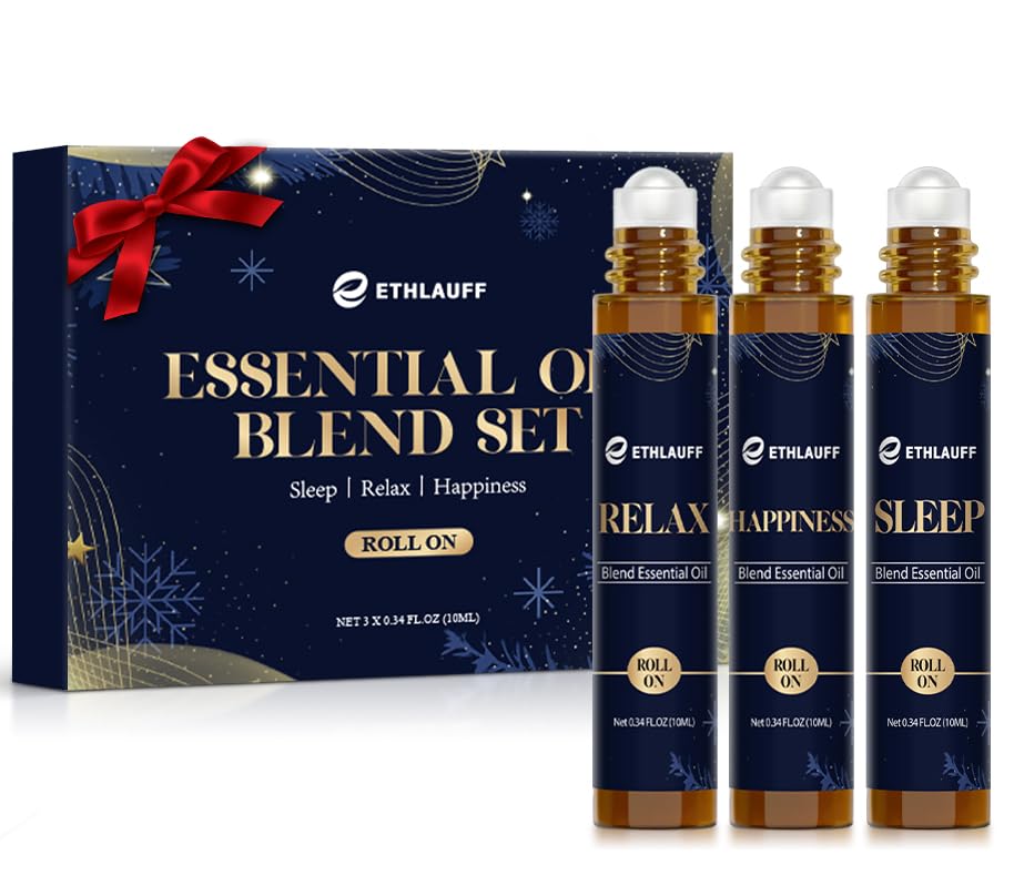 Ethlauff Essential Oil Roller Set: Sleep, Relax, Happiness – Aromatherapy Roll-On Gift