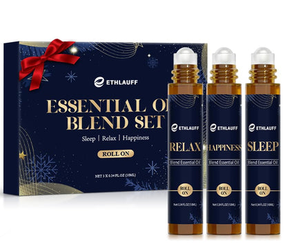 Ethlauff Essential Oil Roller Set: Sleep, Relax, Happiness – Aromatherapy Roll-On Gift
