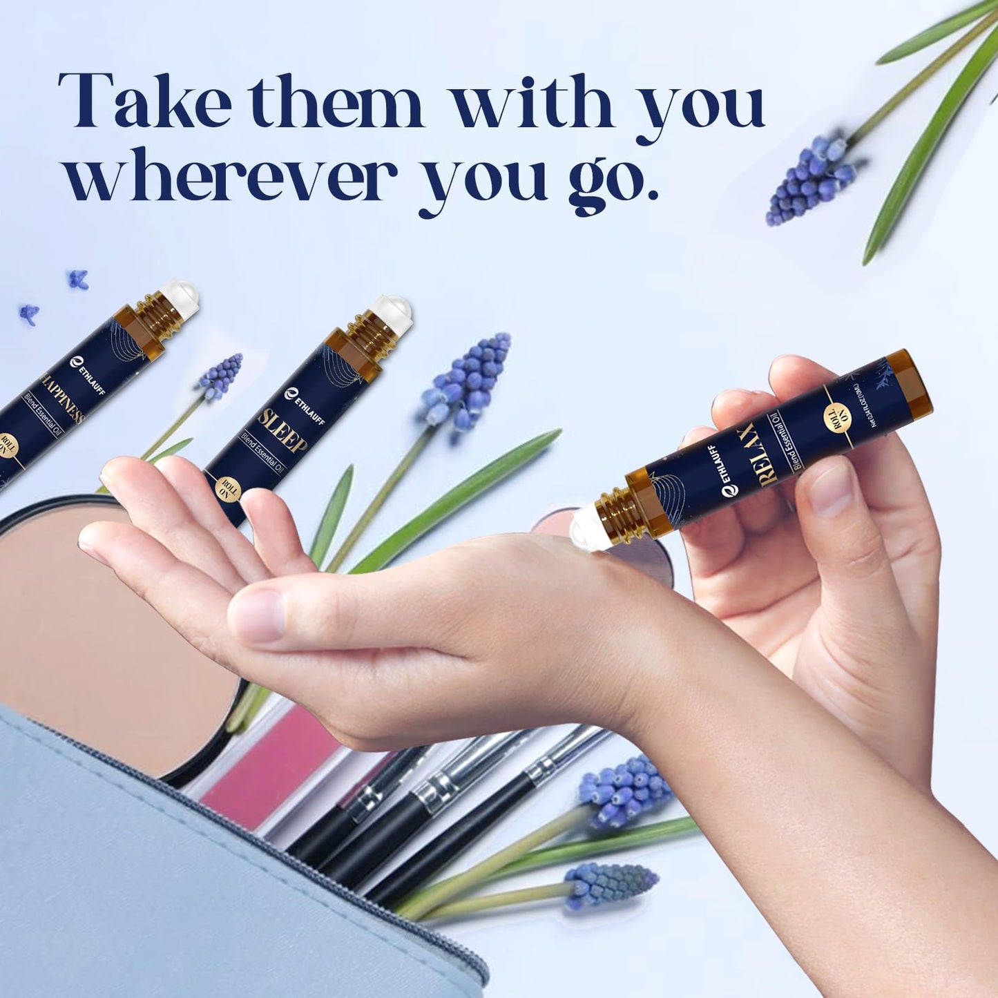 Ethlauff Essential Oil Roller Set: Sleep, Relax, Happiness – Aromatherapy Roll-On Gift