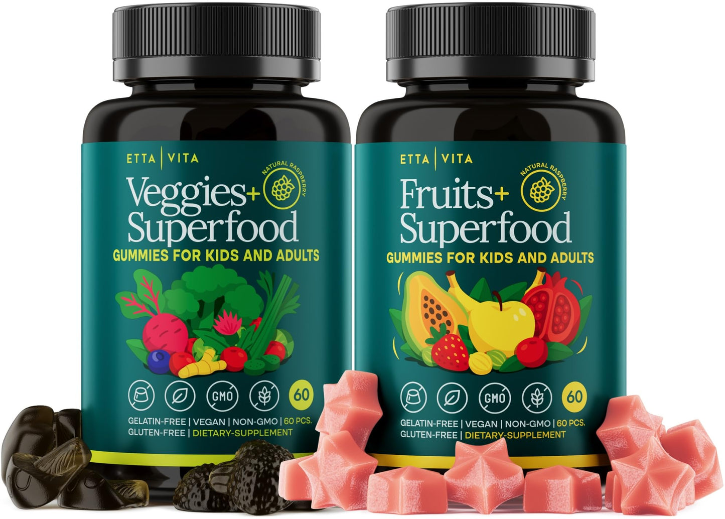Etta Vita 120 Chews Super Greens Gummies | 9 Superfruits & 30 Veggies