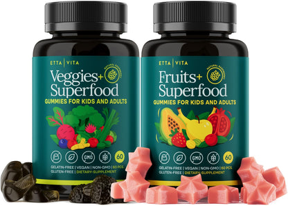 Etta Vita 120 Chews Super Greens Gummies | 9 Superfruits & 30 Veggies