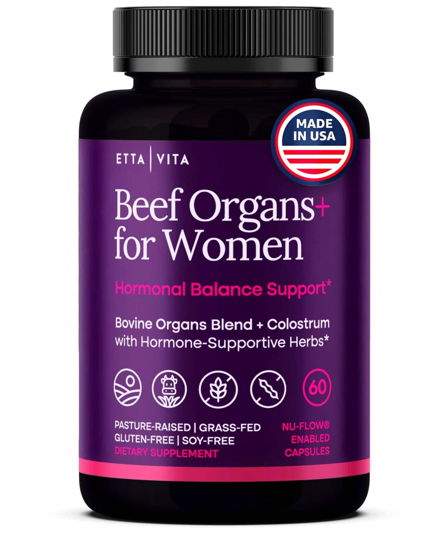 Etta Vita Women's Primal Beef Organ Supplement - 60 Capsules