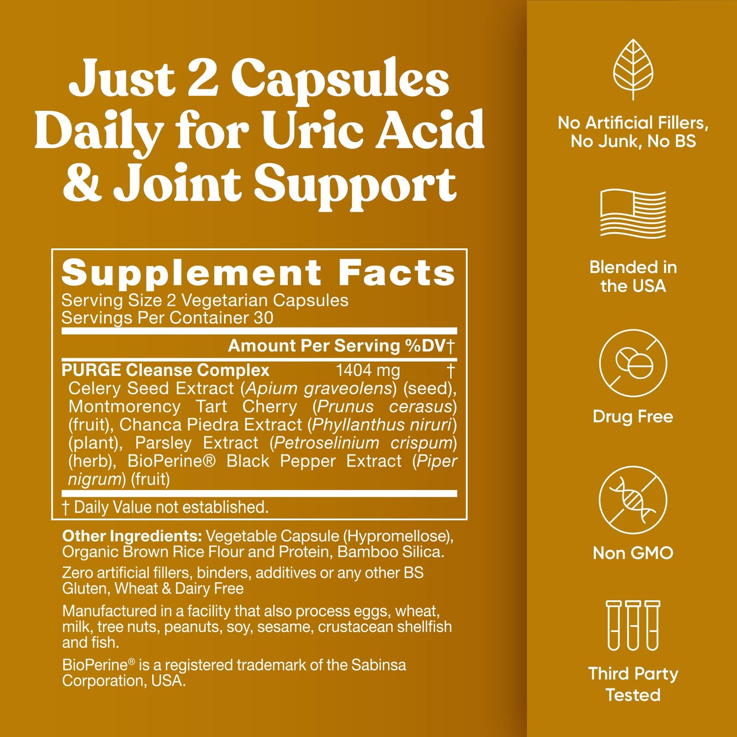 Eu Natural Purge Uric Acid Flush – 60 Soft Vegan Capsules | Detox & Joint Support