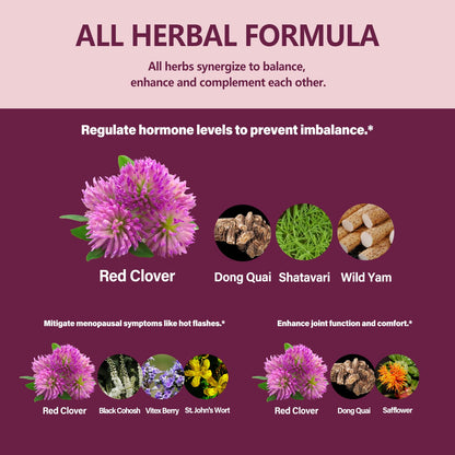 Eubrition Red Clover Drops – Women's Health Balance & 8-in-1 Menopause Support (Alcohol-Free, 2oz)