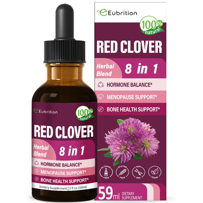 Eubrition Red Clover Drops – Women's Health Balance & 8-in-1 Menopause Support (Alcohol-Free, 2oz)