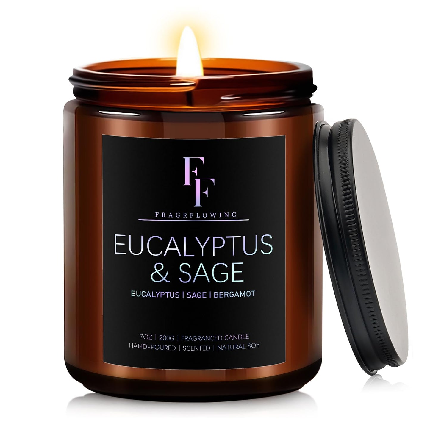 Eucalyptus & Sage Scented Candle – 7oz Soy Wax Jar, Aromatherapy Gift