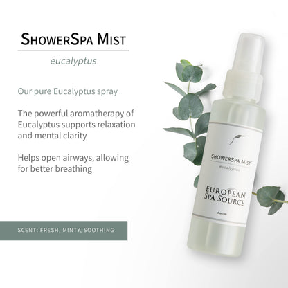 European Spa Source Eucalyptus ShowerSpa Mist Spray for Aromatherapy, At Home Spa Experience, Sinus Congestion Relief, and Tension Relief, 4 fl oz