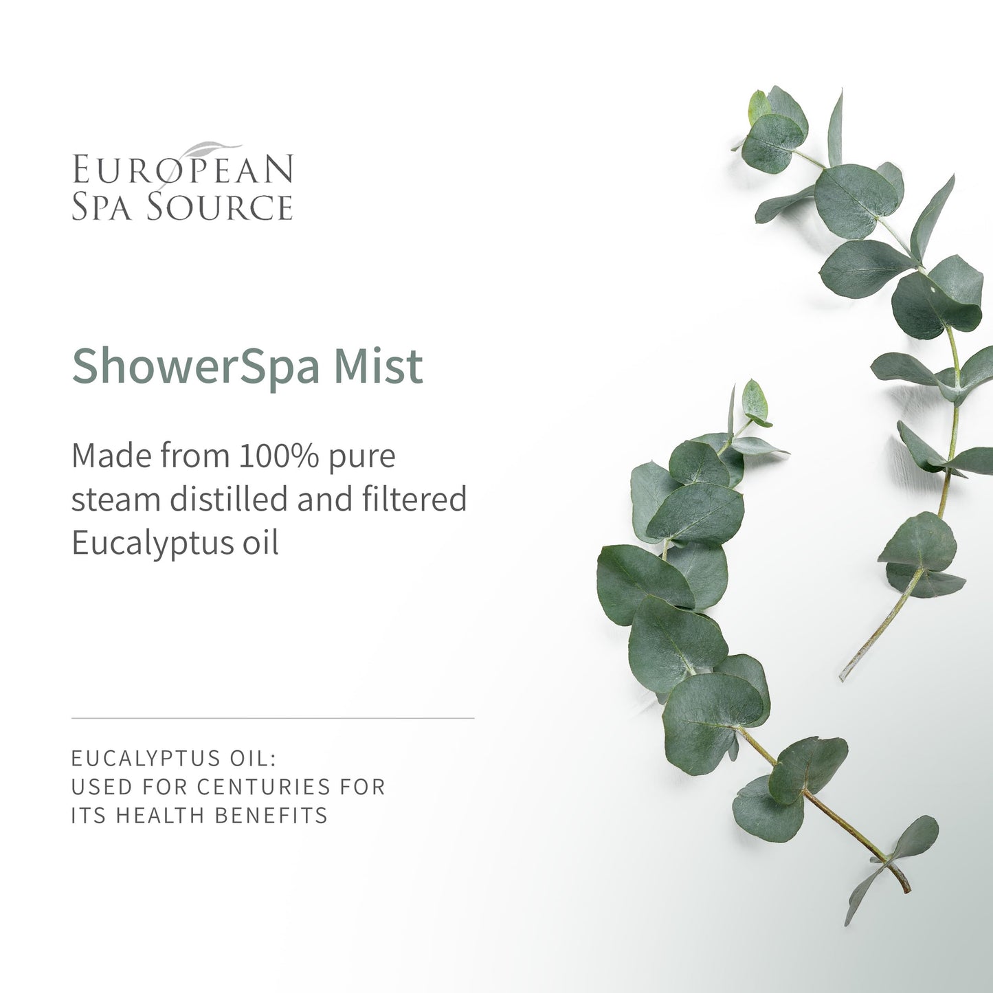 European Spa Source Eucalyptus ShowerSpa Mist Spray for Aromatherapy, At Home Spa Experience, Sinus Congestion Relief, and Tension Relief, 4 fl oz