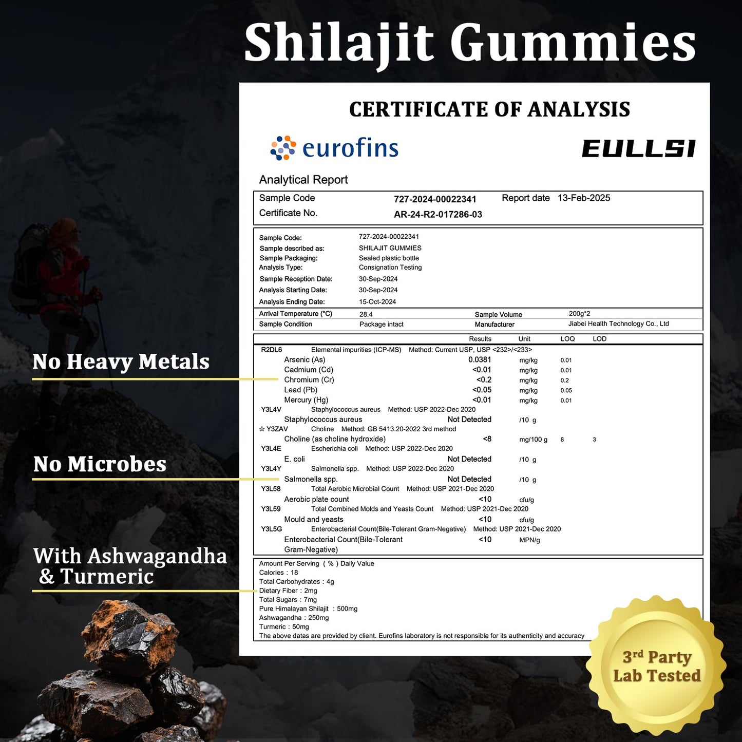 Eullsi Shilajit Gummies + Ashwagandha – 60 Count, Vegan & Non-GMO