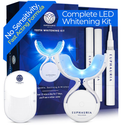 Euphauria Home Teeth Whitening Kit with LED Light - 3 Gel Pens, No Sensitivity