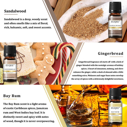 EUQEE 6PCS Spice Autumn Fragrance Oils Set | 6x10ml for Candles & Diffusers