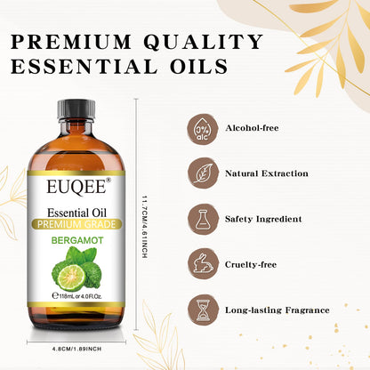 EUQEE Bergamot Essential Oil 118ml – Aromatherapy, Diffuser & Gift Box