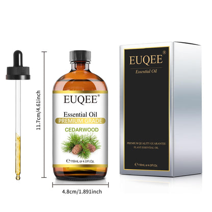 EUQEE Cedarwood Essential Oil with Glass Dropper, 118mL Natural Cedarwood Oil Premium Essential Oil for Diffuser, Humidifier(4fl.oz)