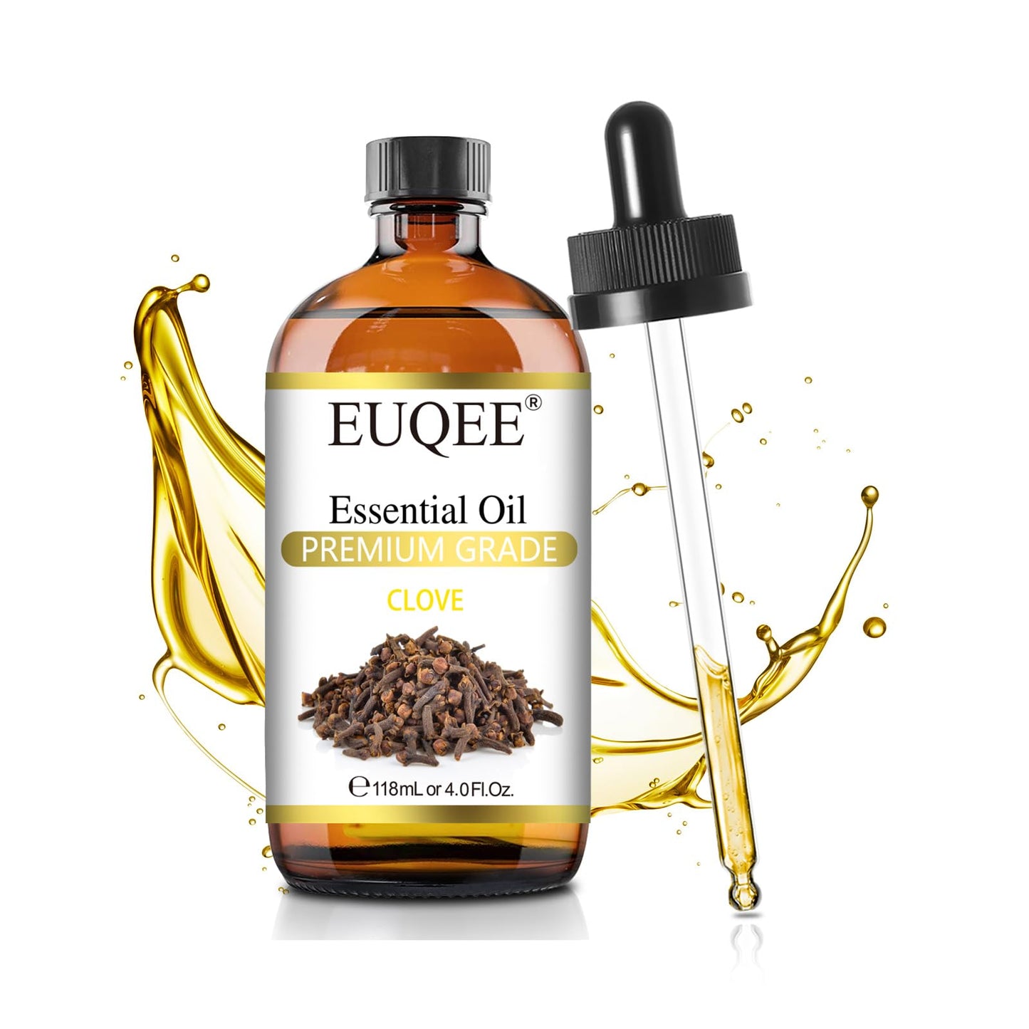 EUQEE Clove Essential Oil – 4 oz / 118 ml with Glass Dropper | Premium Clove Bud Oil