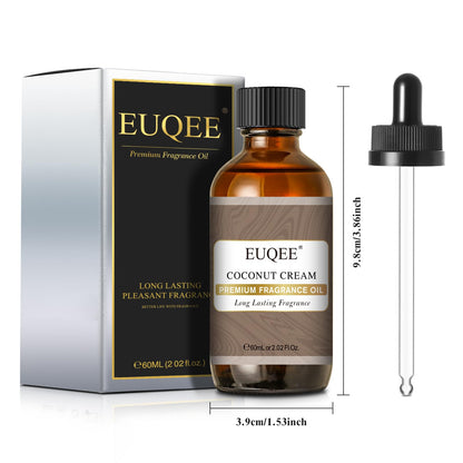 EUQEE Coconut Cream Fragrance Oil 60ml – Premium Essential Oil with Glass Dropper