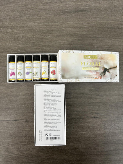 EUQEE Floral Essential Oils Set of 6 – 10ml Diffuser, Soap & Candle Oils