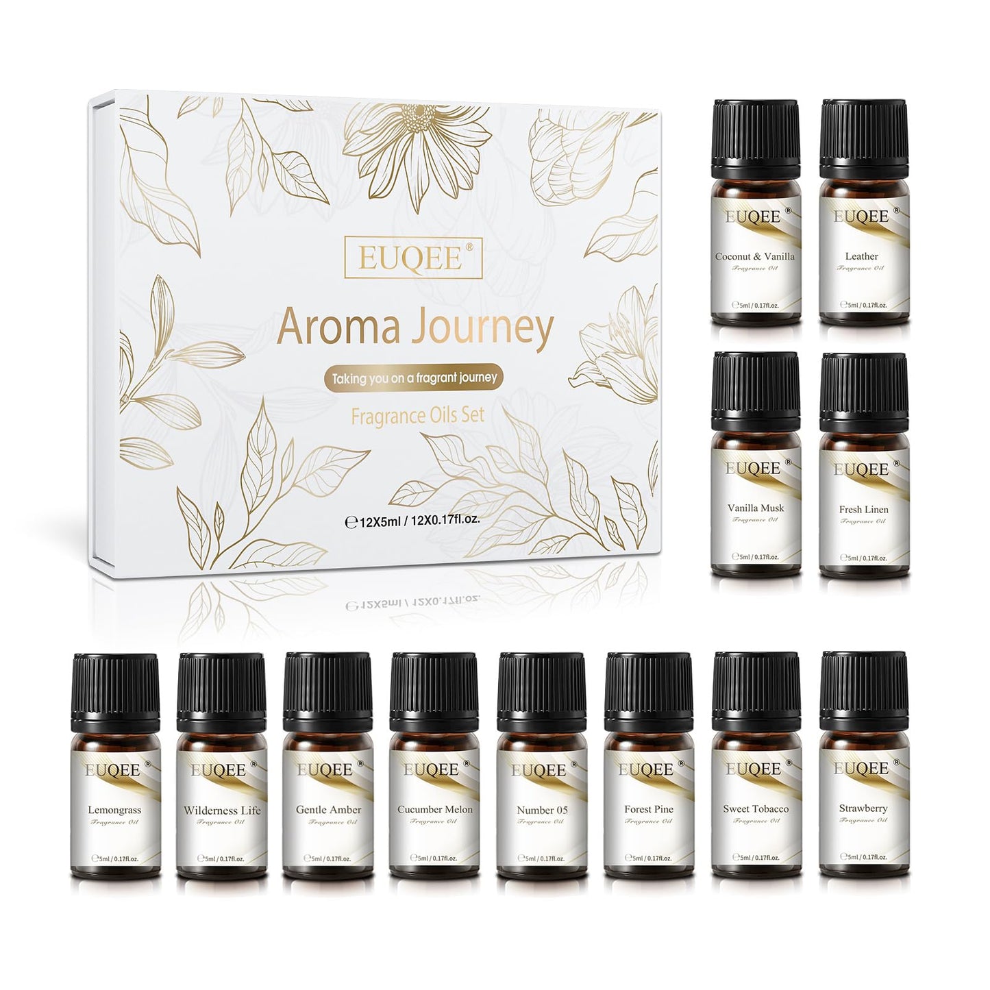 EUQEE 12pcs Fragrance Oils Gift Set – Premium Essential Oils for Diffuser & DIY