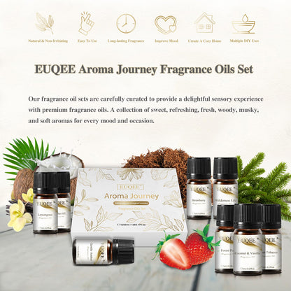 EUQEE 12pcs Fragrance Oils Gift Set – Premium Essential Oils for Diffuser & DIY