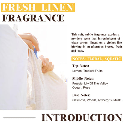 EUQEE Fresh Linen Fragrance Oil 60ml – Premium Essential Oil for Aromatherapy, Diffusers, DIY Bath Bombs & Candles