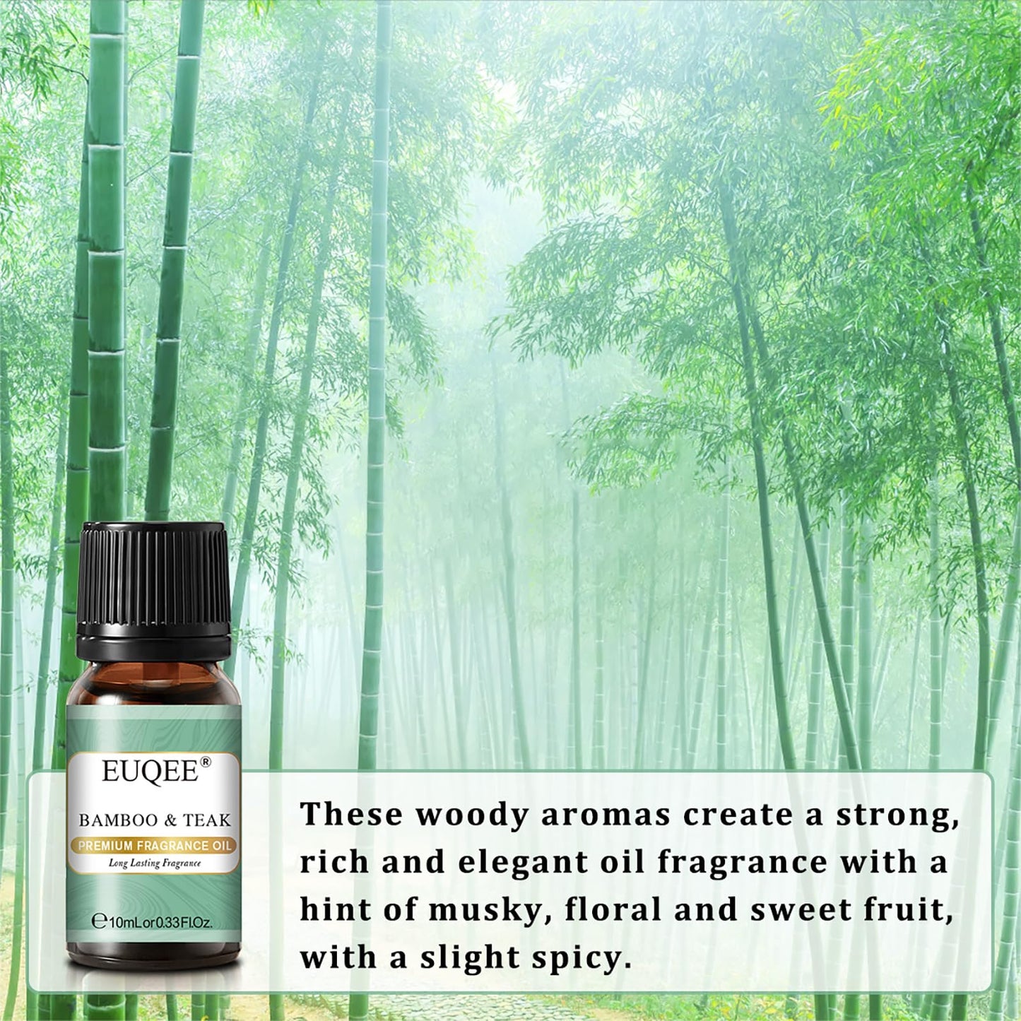EUQEE Nature Air Premium Grade Scented Oils Gift Set - 6x10ml (Sea Breeze, Freesia, Bamboo & Teak, Cedarwood, Forest Pine, Sandalwood)