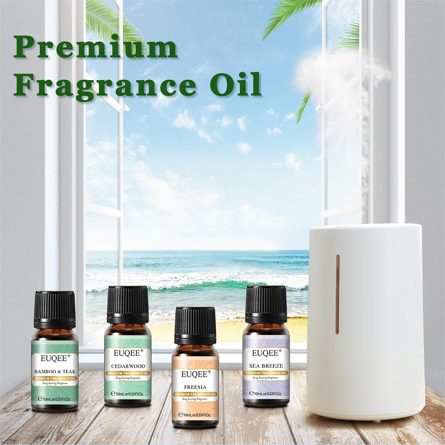 EUQEE Nature Air Premium Grade Scented Oils Gift Set - 6x10ml (Sea Breeze, Freesia, Bamboo & Teak, Cedarwood, Forest Pine, Sandalwood)