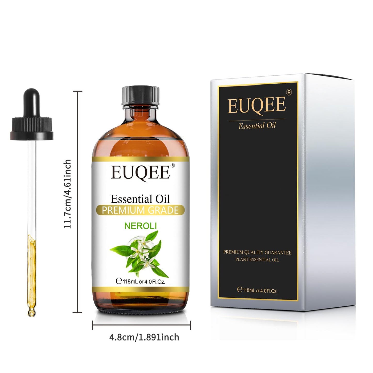 EUQEE Neroli Essential Oil 118mL (4oz) - Pure Neroli Oil for Diffuser, Aromatherapy & DIY Soap
