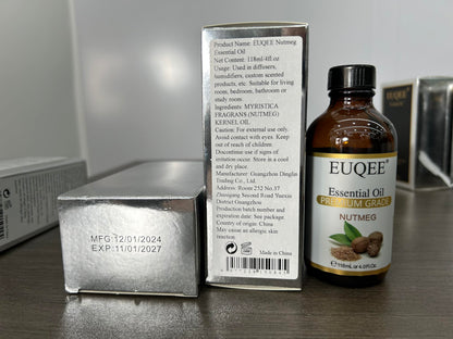 EUQEE Nutmeg Essential Oil 118ml – Aromatherapy Oil with Dropper