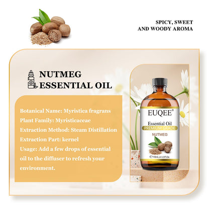 EUQEE Nutmeg Essential Oil 118ml – Aromatherapy Oil with Dropper