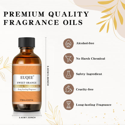 EUQEE Sweet Orange Fragrance Oil 60ml – Glass Dropper for Diffusers, Candles & Soap