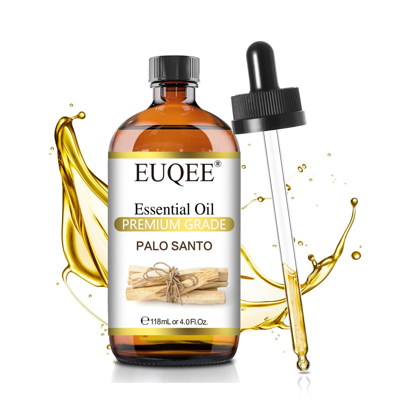 EUQEE Palo Santo Essential Oil 118mL (4 Fl. Oz) – Pure Oil with Glass Dropper
