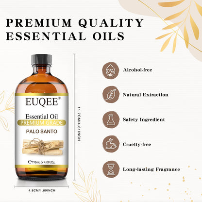 EUQEE Palo Santo Essential Oil 118mL (4 Fl. Oz) – Pure Oil with Glass Dropper