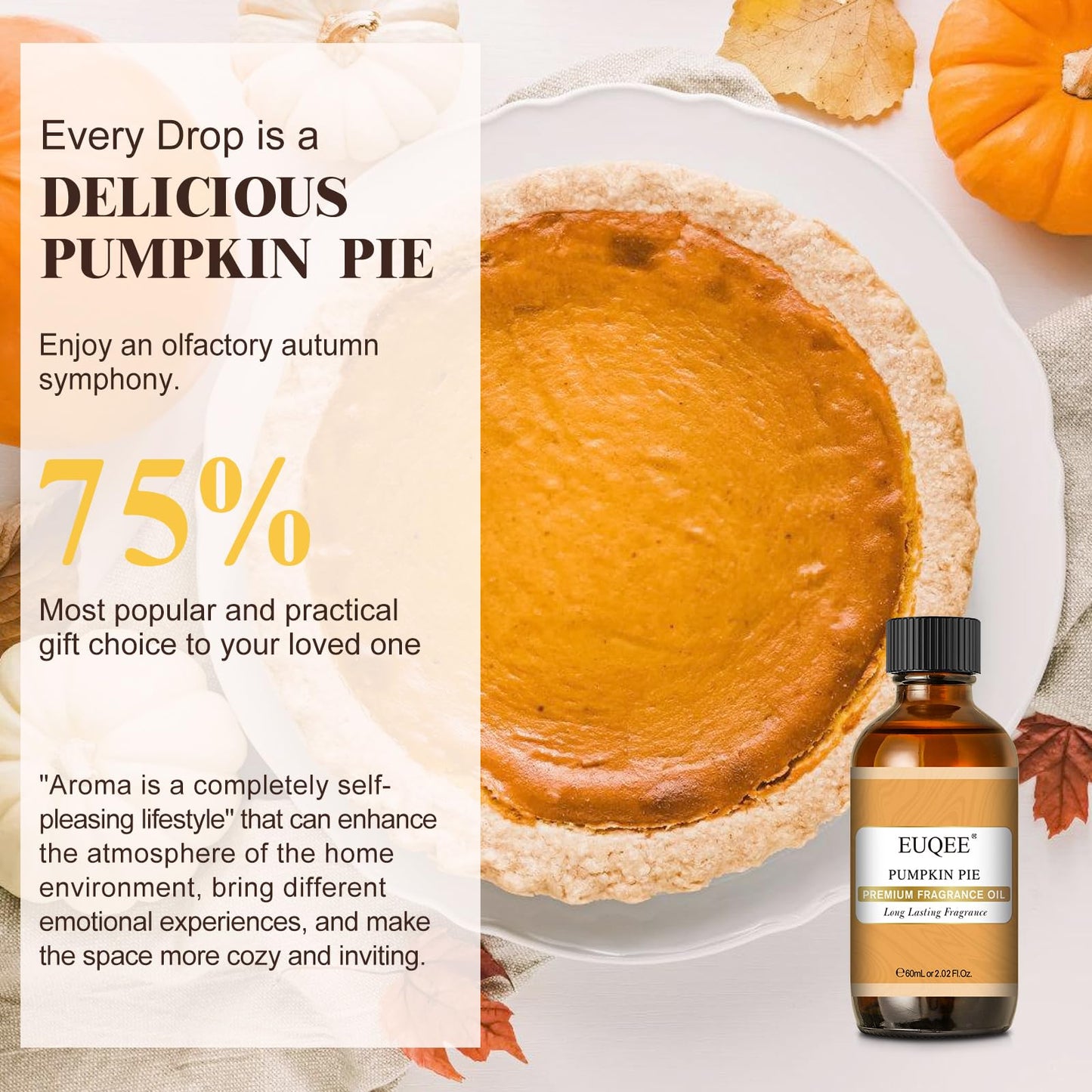 EUQEE Pumpkin Pie Fragrance Oil – Premium Pumpkin Pie Scent for Soap, Candles & DIY (2.02 fl oz / 60 ml)