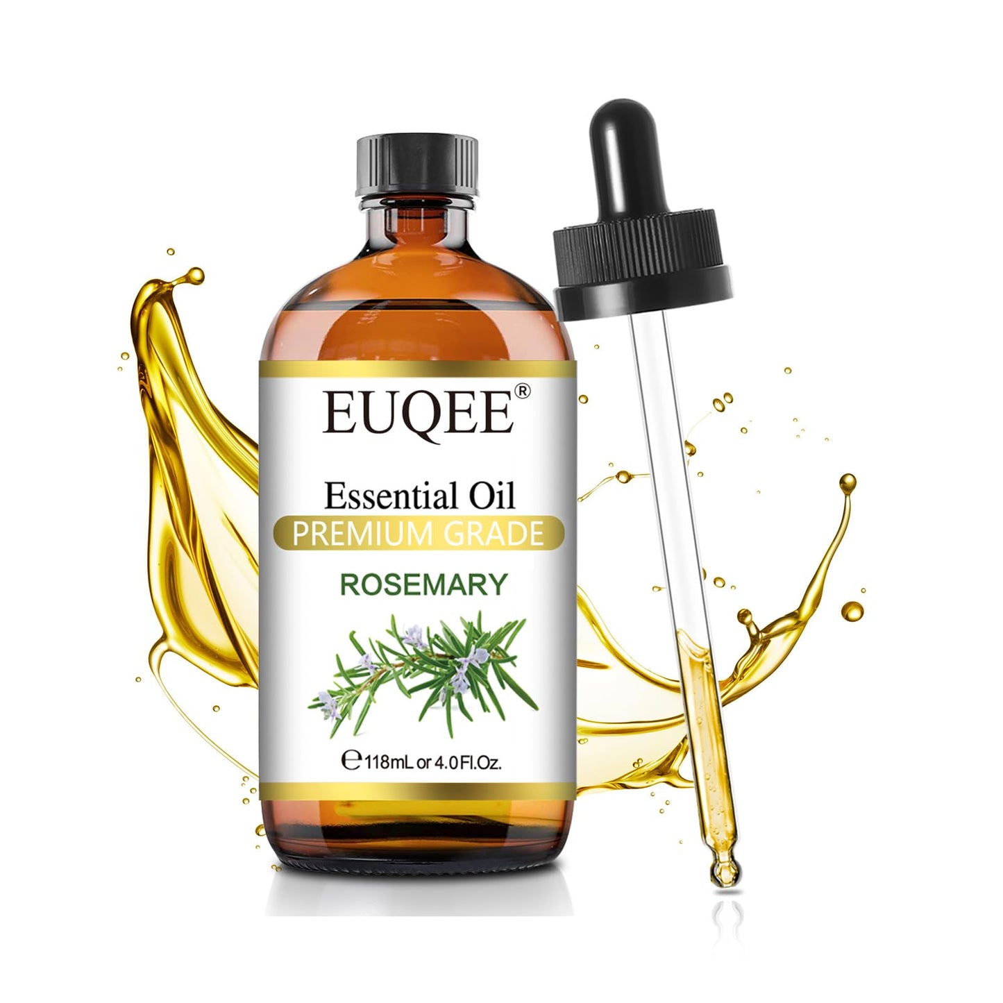 EUQEE Rosemary Essential Oil 118ml (4 Fl Oz) | Pure, All-Natural with Glass Dropper