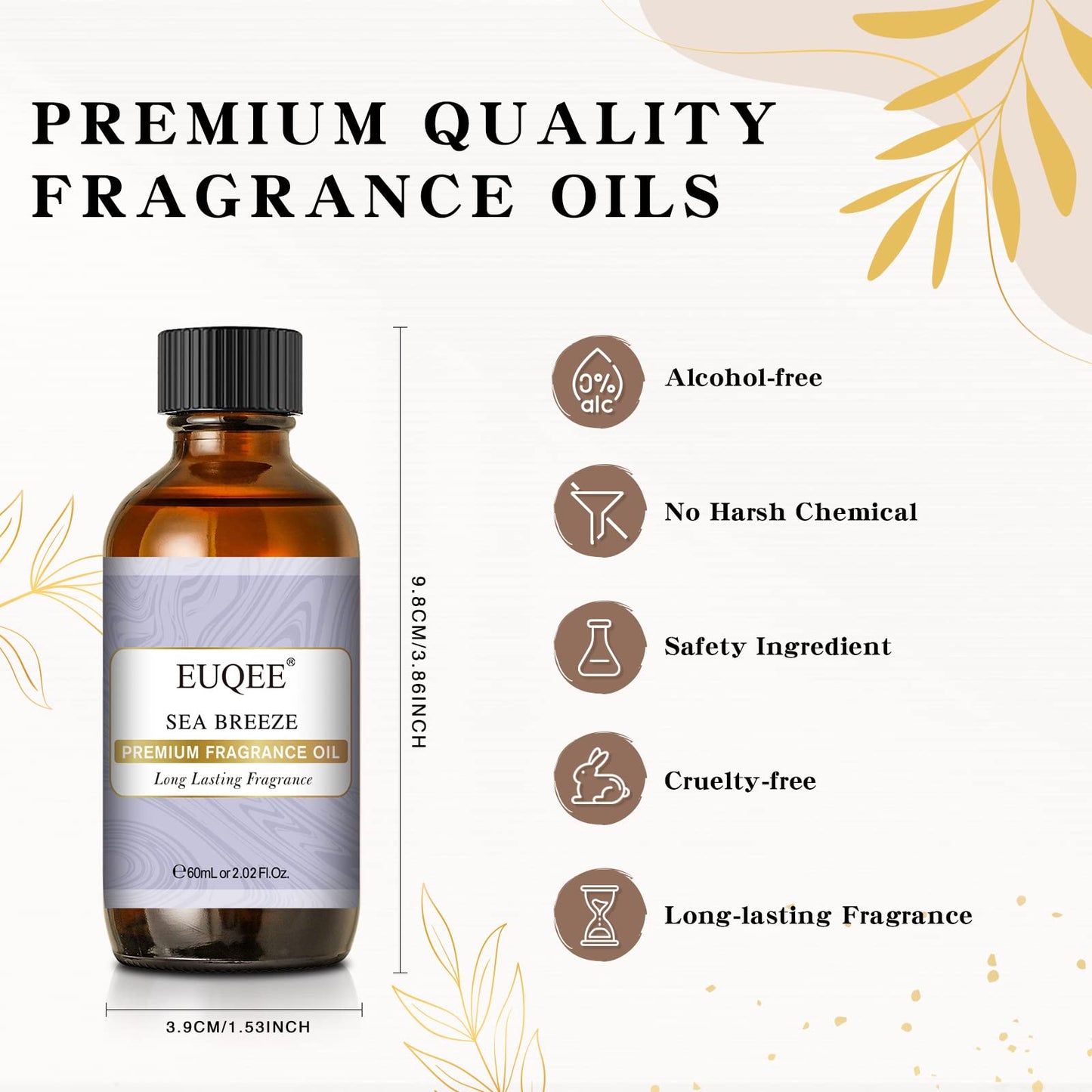 EUQEE Sea Breeze Fragrance Oil – Premium Essential Oil for Diffuser, DIY Soap & Candle Making (60 ml)
